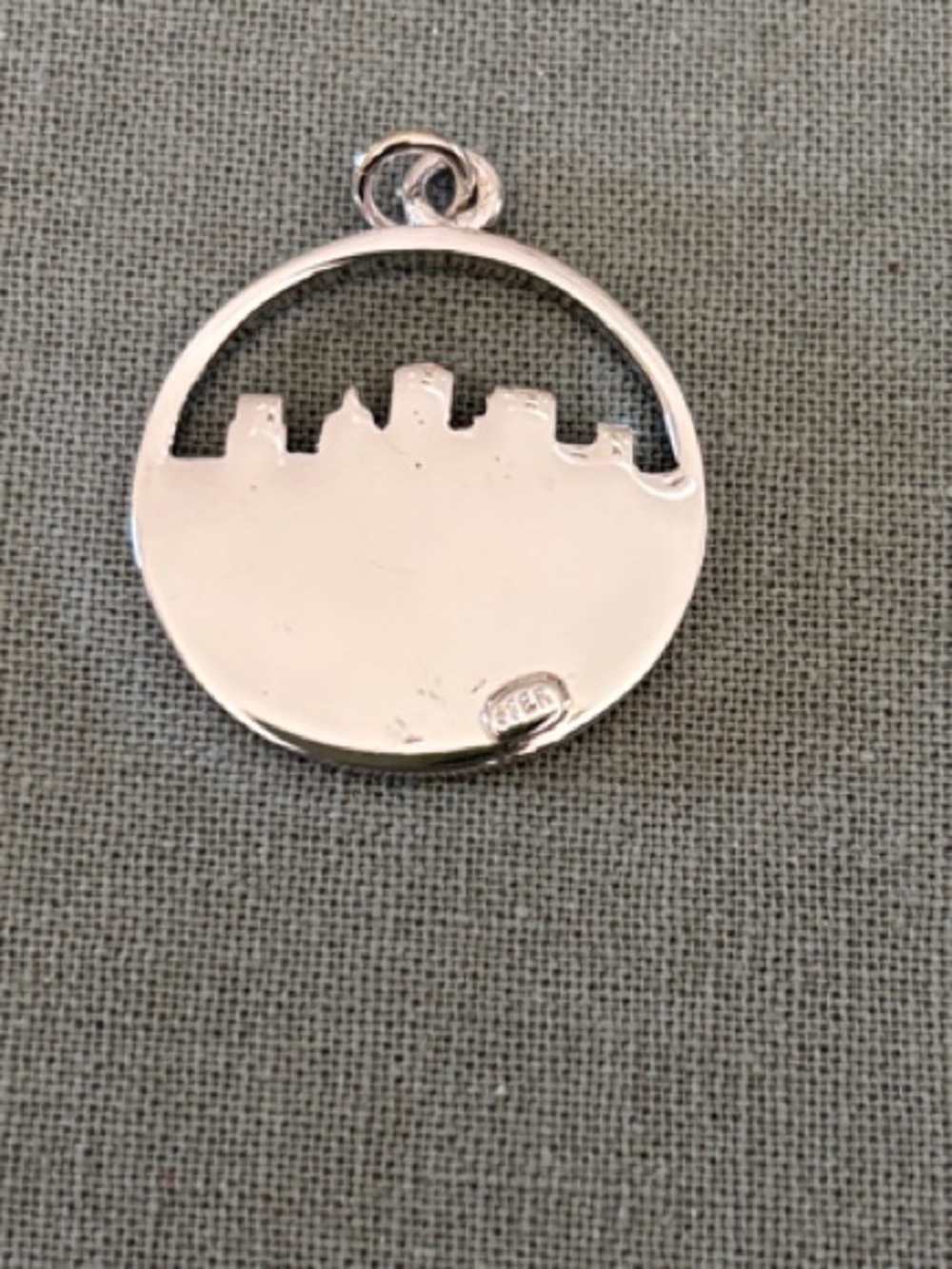 Denver Skyline Round Charm inSterling - Picture 2 of 2